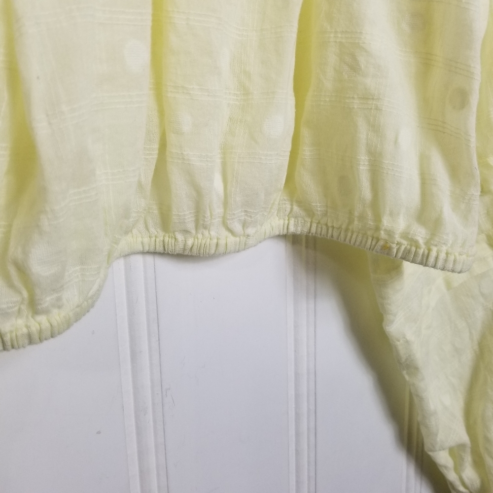 Free People Ballon Sleeve Crop Top Womens Yellow Button V Neck Longsleeve - Picture 10 of 15